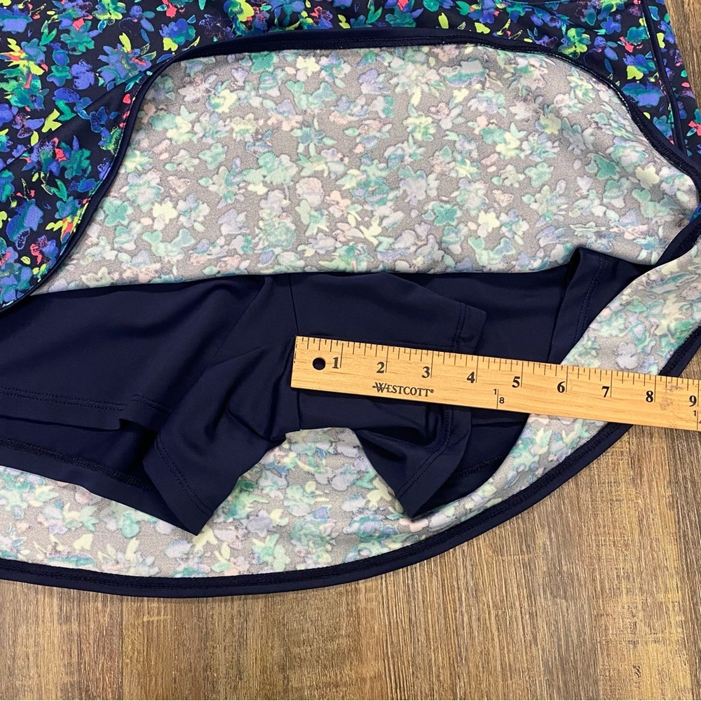 PGA Tour Floral Blue Skort 3 Pockets Size Large Tennis‎ Pickleball Activewear - Picture 7 of 12